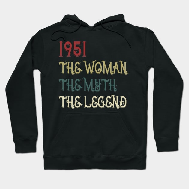 Vintage Retro 1951 Legend Gift 69th Birthday Womens Hoodie by Damsin